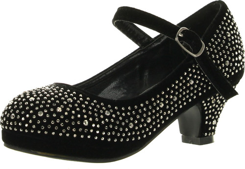 Link Girls Kids Dana-53K Rhinestone Heel Platform Dress Pumps