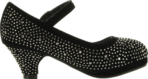 Link Girls Kids Dana-53K Rhinestone Heel Platform Dress Pumps