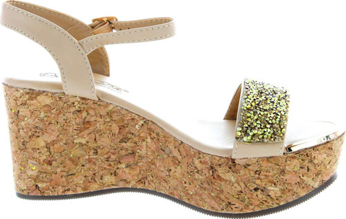 Dbdk Womens Laveda-1 Ankle Strap Cork Wedge Platform Sandals
