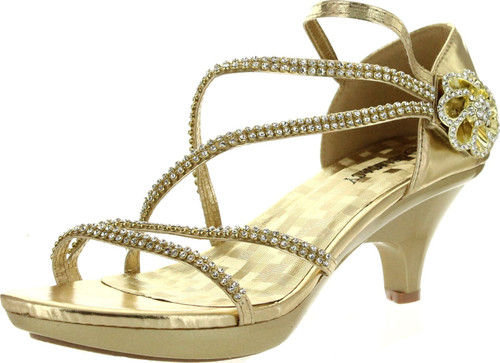 Delicacy Womens Angel48 Open Toe Rhinestones Med Low Heel Party Dress Sandal