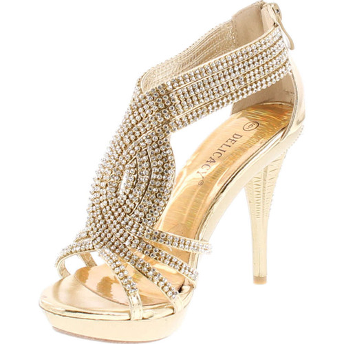 Delicacy 07 Womens Rhinestone Event Dress Sandals Gold