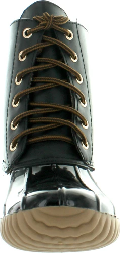 Axny Dylan Womens Lace Up Two Tone Combat Style Calf Rain Duck Boots