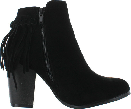 Static Footwear Women's Chunky Heel Fringe Zipper Closure Ankle Booties