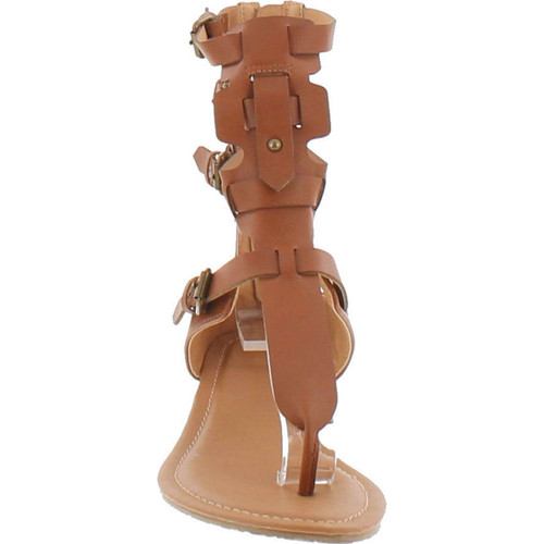 Wild Diva Tanaya-540 Women T-Strap Buckle Gladiator Back Zip Flat Thong Sandal