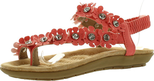 Link Calista68 Kids Petal Rhinestone Flower Ankle Strap Slingback Thong Sandals