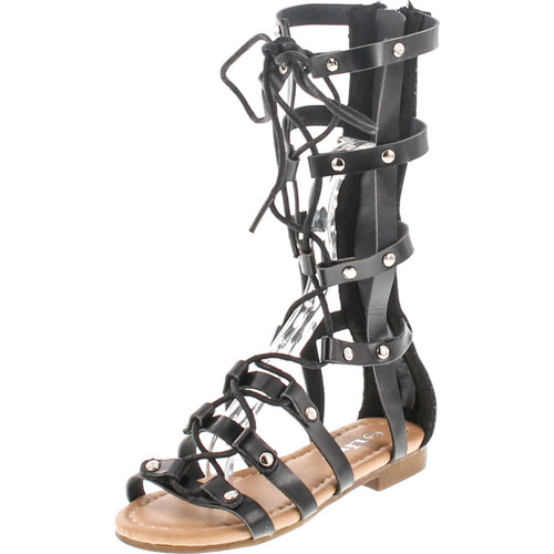 Forever Link Alyssa-16K Girl's Mid-Calf Back Zipper Gladiator Lace Up Flat Sandals