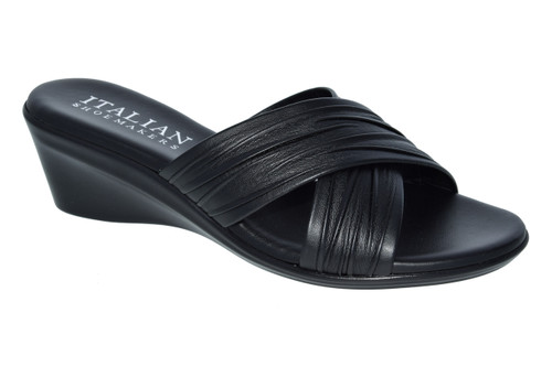 Italian Shoemakers Womens Kenny Criss Cross Fashion Wedge Sandals Made In Italy