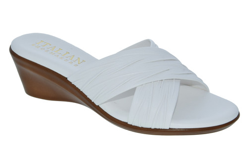 Italian Shoemakers Womens Kenny Criss Cross Fashion Wedge Sandals Made In Italy