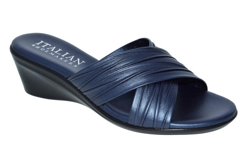 Italian Shoemakers Womens Kenny Criss Cross Fashion Wedge Sandals Made In Italy