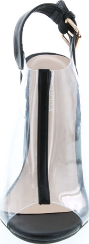 Top Moda Women's Fenton-1 Lucite Clear Strappy Block Chunky High Heel Open Peep Toe Sandal