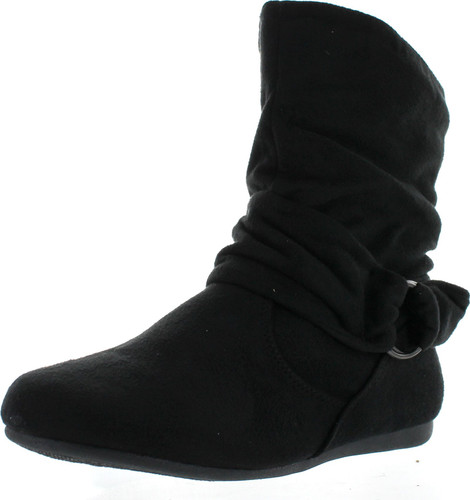 Static Footwear Selena-58 Women's Fashion Mid Calf Flat Heel Side Zipper Slouch Boots