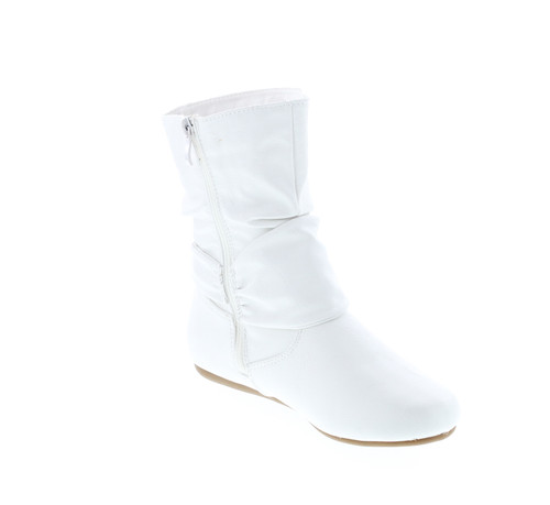 Static Footwear Selena-58 Women's Fashion Mid Calf Flat Heel Side Zipper Slouch Boots