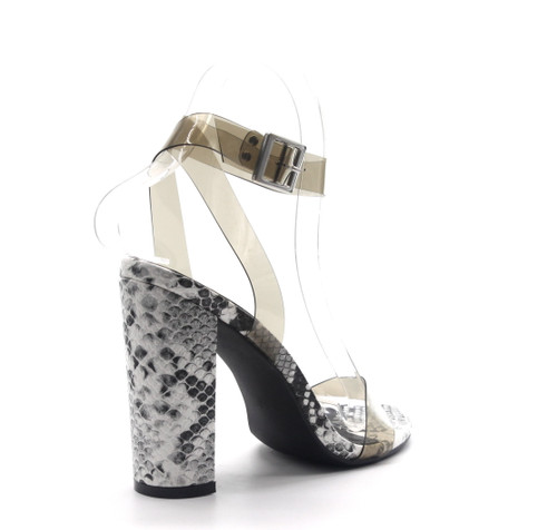 Cape Robbin Gen Women's Lucite Clear Strappy Block Chunky High Heel Open Peep Toe Sandal