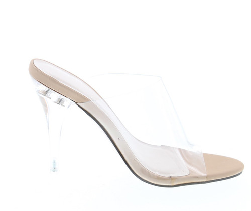 Static Footwear Women's Dressy Peep Toe Clear Transparent Strap Slip On Clear Heels