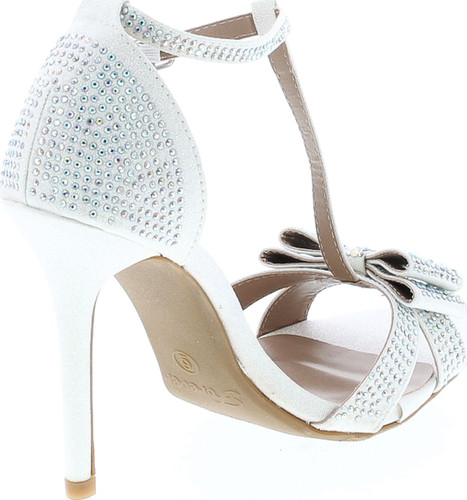 Forever Link Alina-64 Rhinestone Glitter Tstrap Bow Detail Formal Heel