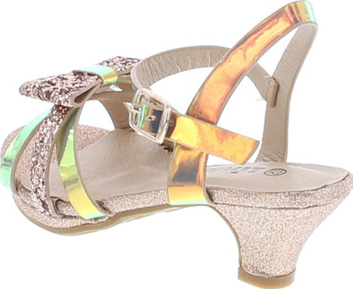 Link Smart-79K Girl's Glitter Bow Strap Buckle Platform Wrapped Heel Sandals
