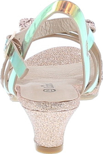 Link Smart-79K Girl's Glitter Bow Strap Buckle Platform Wrapped Heel Sandals