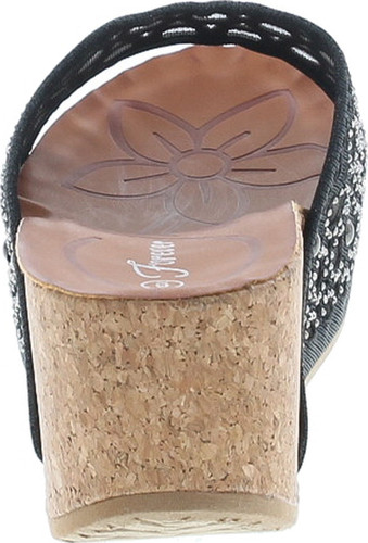 Forever Womens Cork Wedge Open Toe Rhinestone Embellished Sandals