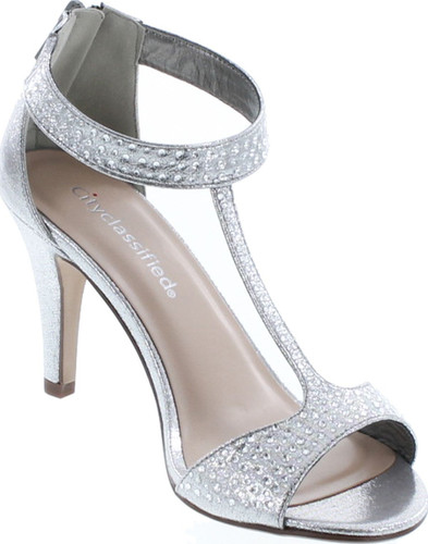 City Classified Womens Formal Evening Party Lace Ankle T-Strap Peep Toe Stiletto High Heel Pumps