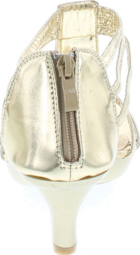 Delicacy Angie-27 Women's Patent Open Toe Rhinestone Beads D'orsay Zip Closure Kitten Heel Dance Shoes