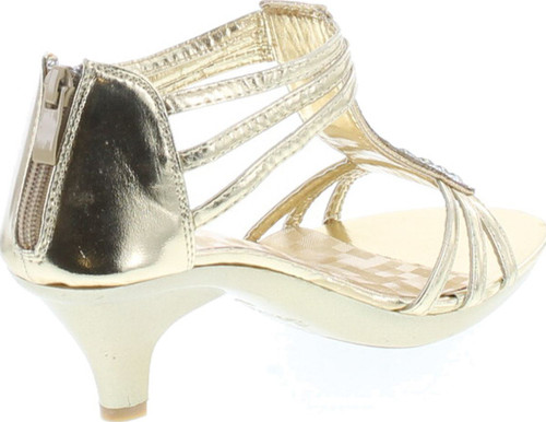 Delicacy Angie-27 Women's Patent Open Toe Rhinestone Beads D'orsay Zip Closure Kitten Heel Dance Shoes