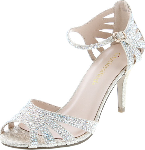 City Classified Reason Women's Strappy Open Toe Rhinestone Low Heel