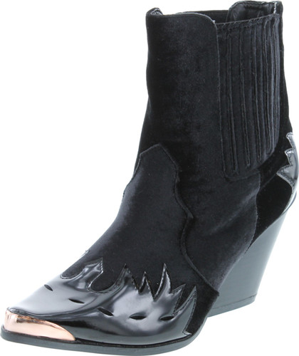 Cape Robbin Women Flame Pattern Cowboy Boot - Block Heel Western Boot - Chunky Heel Ankle Boot