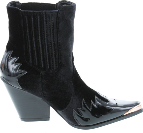 Cape Robbin Women Flame Pattern Cowboy Boot - Block Heel Western Boot - Chunky Heel Ankle Boot