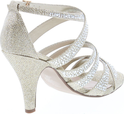 Delicious Women's Peep Toe Rhinestone Glitter Crossing Strap Dance Sandals