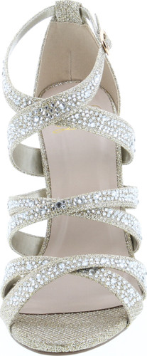 Delicious Women's Peep Toe Rhinestone Glitter Crossing Strap Dance Sandals