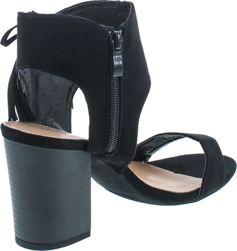 Top Moda Women's Lace Up Side Top Moda Troy-1 Tassel Fringe Stacked Chunky Heel Sandal