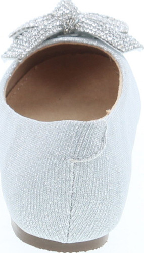 De Blossom Girl Gigi-1X Shimmer Bow Casual Slip On Prom Party Dress Ballet Flat Shoes