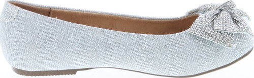 De Blossom Girl Gigi-1X Shimmer Bow Casual Slip On Prom Party Dress Ballet Flat Shoes