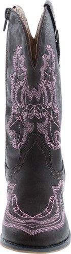 Betani Ebony Girl's Kids Western Embroidered Mid Calf Cowgirl Block Heel Boots