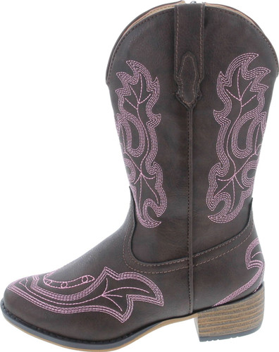 Betani Ebony Girl's Kids Western Embroidered Mid Calf Cowgirl Block Heel Boots