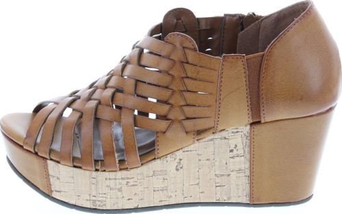 Pierre Dumas Women's Natural-1 Vegan Leather Criss Cross Strappy Wedge Platform Sandals