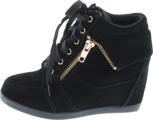 Link Gladys-24K Children Girl's Comfort Hidden Wedge Lace Up Ankle Sneakers