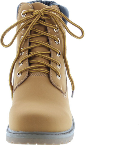 Nature Breeze Womens Terrain Leatherette Multi Color Padded Collar Hard Toe Boot - Wheat