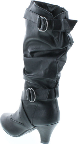 Forever Link Maggie-39 Women's Fashion Low Heel Zipper Slouchy Mid-Calf Boots Shoes