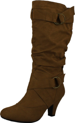 Forever Link Maggie-39 Women's Fashion Low Heel Zipper Slouchy Mid-Calf Boots Shoes