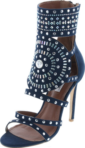 Cape Robbin Blaire-5 Womens Open Toe Strappy Cuff Stiletto High Heel Rhinestone Sandals