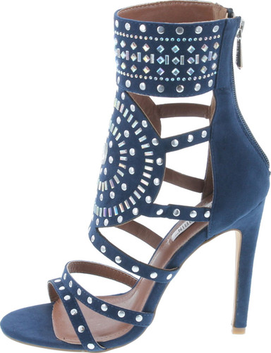 Cape Robbin Blaire-5 Womens Open Toe Strappy Cuff Stiletto High Heel Rhinestone Sandals