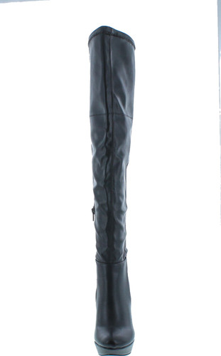 Delicious Women's Samra Closed Toe Stretch Faux Leather Over The Knee Platform High Heel
