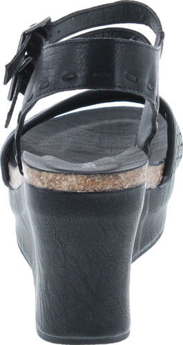 Pierre Dumas Hester-12 Women's Vegan Leather Double-Buckle Rounded-Toe Wedge Sandals