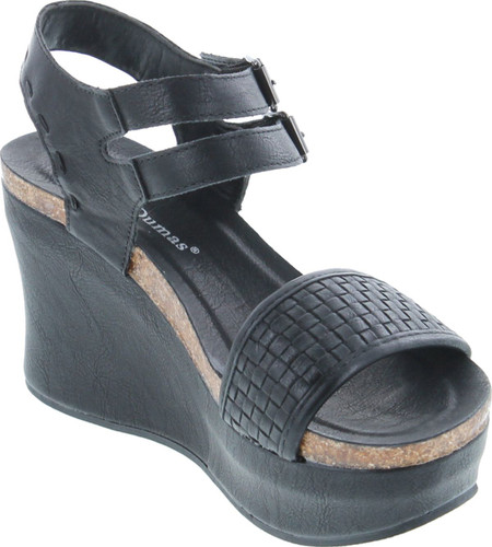 Pierre Dumas Hester-12 Women's Vegan Leather Double-Buckle Rounded-Toe Wedge Sandals