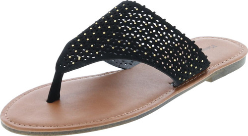 Pierre Dumas Women's Azaria-7 Vegan Leather Perforated Accents Flip-Flops Flats Sandals