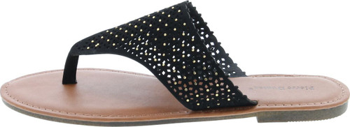 Pierre Dumas Women's Azaria-7 Vegan Leather Perforated Accents Flip-Flops Flats Sandals