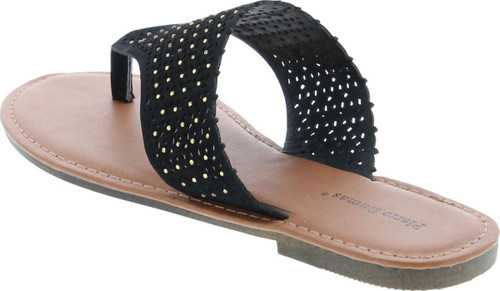 Pierre Dumas Women's Azaria-7 Vegan Leather Perforated Accents Flip-Flops Flats Sandals