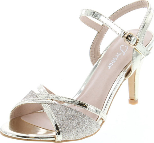 Forever Villa-04 Women's Glitter Metallic Ankle Strap Buckle Wrapped Heel Sandals