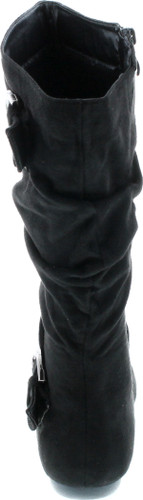 Forever Link Women's Klein-70 Closed Round Toe Buckle Slouch Flat Heel Mid-Calf Boot